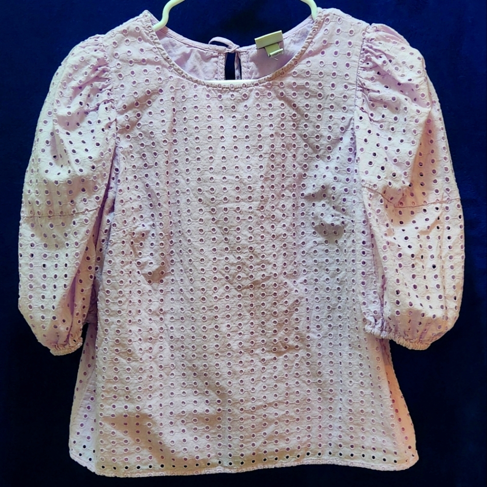Juniors Sm a new day Lilac blouse with Eyelet details and puffed half sleeves